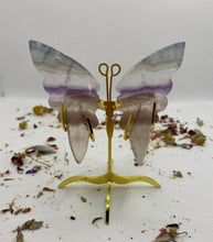 Load image into Gallery viewer, Fluorite Butterfly Wing Set- With Stand