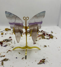 Load image into Gallery viewer, Fluorite Butterfly Wing Set- With Stand