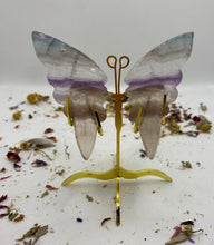 Load image into Gallery viewer, Fluorite Butterfly Wing Set- With Stand