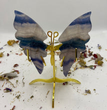 Load image into Gallery viewer, Fluorite Butterfly Wing Set- With Stand
