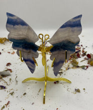 Load image into Gallery viewer, Fluorite Butterfly Wing Set- With Stand
