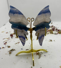 Load image into Gallery viewer, Fluorite Butterfly Wing Set- With Stand