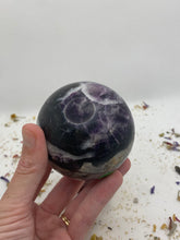 Load image into Gallery viewer, Purple Fluorite x Sphalerite Sphere