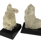 Load image into Gallery viewer, Clear Quartz Cluster on Wood Base
