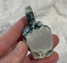 Load image into Gallery viewer, Middle Finger Carving- Moss Agate