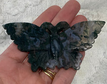 Load image into Gallery viewer, Moss Agate Butterfly with Blue Lace