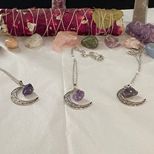 Load image into Gallery viewer, Raw Amethyst Moon Necklace