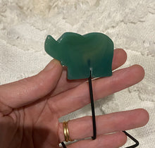 Load image into Gallery viewer, Green Agate Elephant on Metal Stand