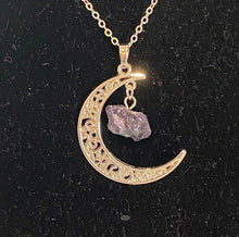 Load image into Gallery viewer, Raw Amethyst Moon Necklace