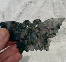 Load image into Gallery viewer, Moss Agate Butterfly with Blue Lace
