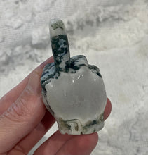 Load image into Gallery viewer, Middle Finger Carving- Moss Agate