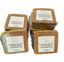 Load image into Gallery viewer, Irish Moss (sea-moss), Turmeric and Calendula Handmade Soap
