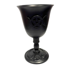 Load image into Gallery viewer, Triple Moon Black Metal Goblet
