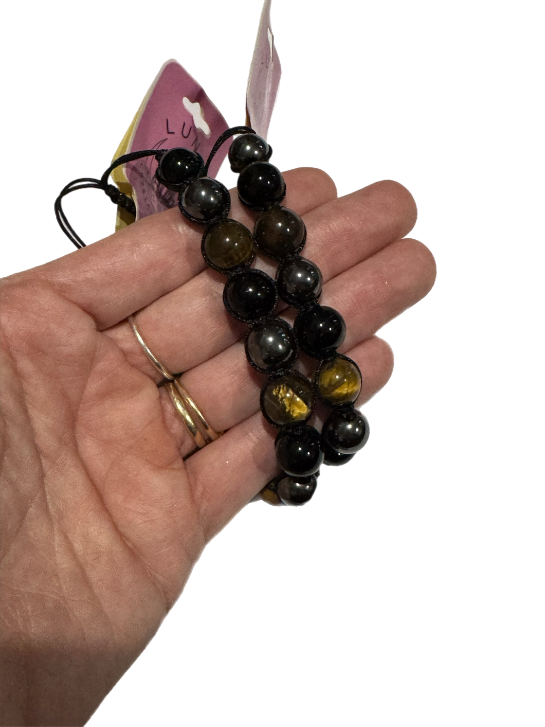 Hematite, Black Obsidian and Tigers Eye String Bracelet