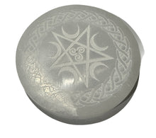 Load image into Gallery viewer, SELENITE PENTAGRAM &amp; MOON INCENSE HOLDER
