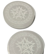 Load image into Gallery viewer, SELENITE PENTAGRAM &amp; MOON INCENSE HOLDER
