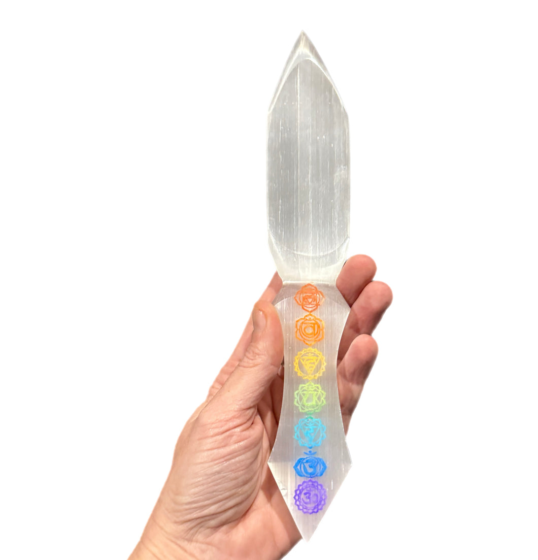 SELENITE COLOURED CHAKRA ATHAME