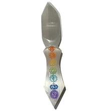Load image into Gallery viewer, SELENITE COLOURED CHAKRA ATHAME
