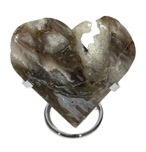 Load image into Gallery viewer, Moss Agate Druzy Heart on Stand
