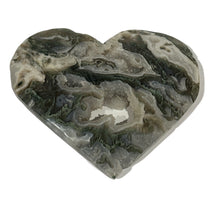 Load image into Gallery viewer, Moss Agate Druzy Heart on Stand
