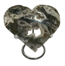 Load image into Gallery viewer, Moss Agate Druzy Heart on Stand

