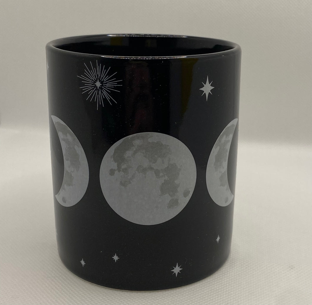 Triple Moon Goddess Black/White Mug in Gift Box