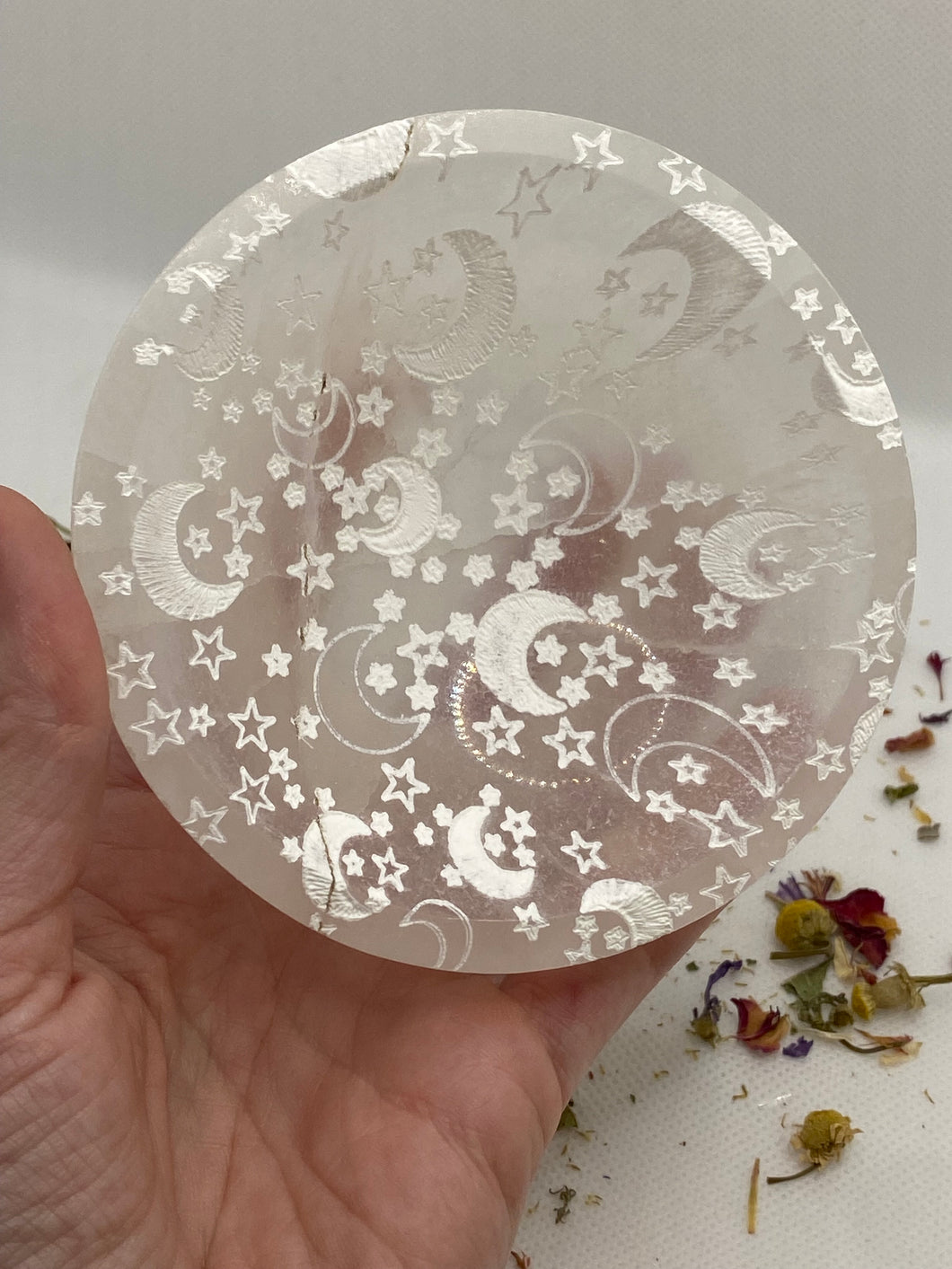 Selenite Star and Moon Bowl 10cm