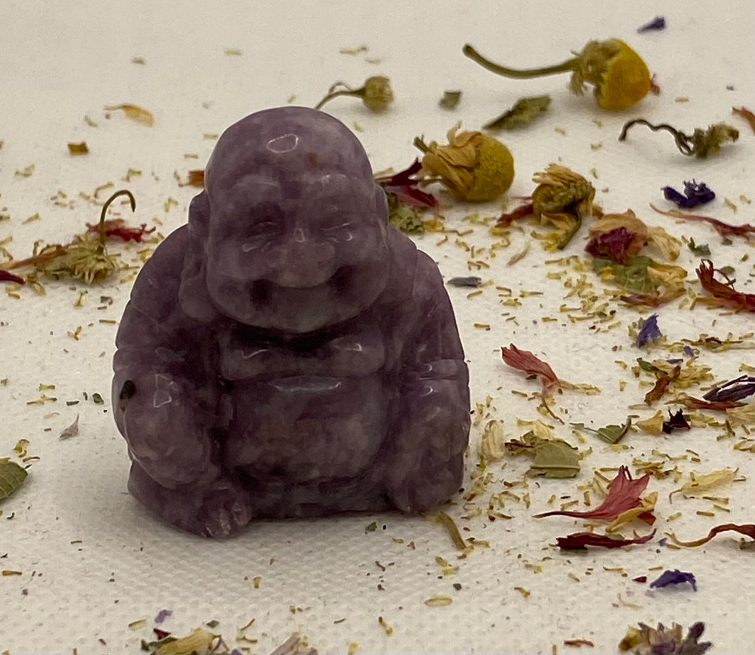Lepidolite Buddha Carving