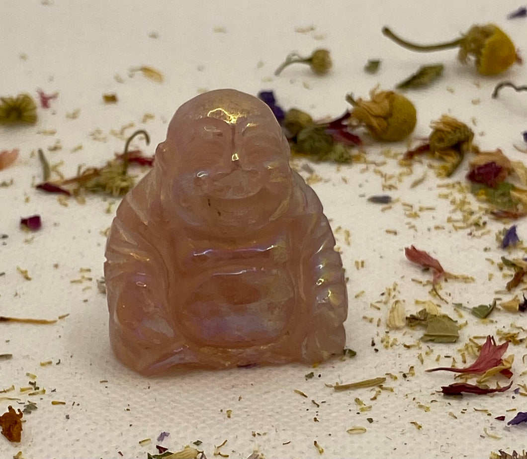 Aura Rose Quartz Buddha Carving
