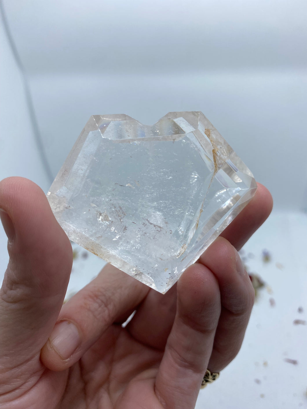 Clear Quartz Faceted Heart