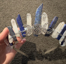 Load image into Gallery viewer, Lapis and Clear Quartz Crystal Crown
