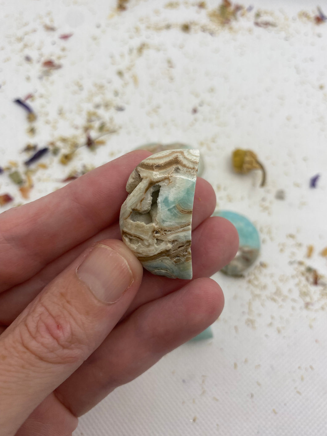 Blue Aragonite Hearts and Moons