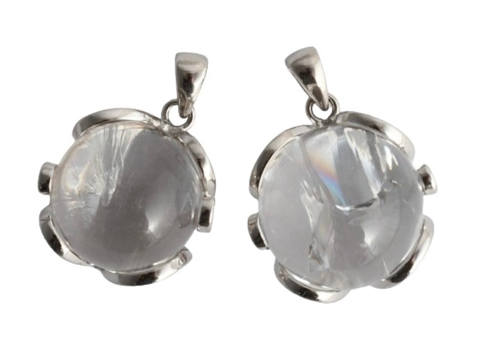 Clear Quartz Rainbow Sphere Pendent