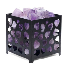 Load image into Gallery viewer, Amethyst Rough Crystal Heart Basket Lamp - White LED Bulb
