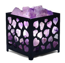 Load image into Gallery viewer, Amethyst Rough Crystal Heart Basket Lamp - White LED Bulb
