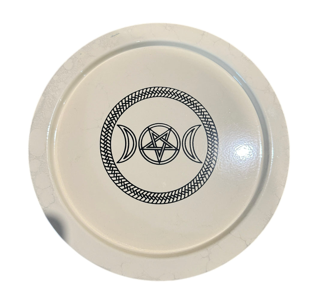 OFFERING PLATE - Pentacle Triple Moon Crescent 22cm