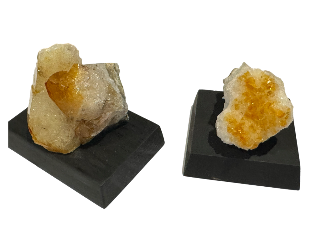 Citrine Cluster on Wood Base- Heat Treated