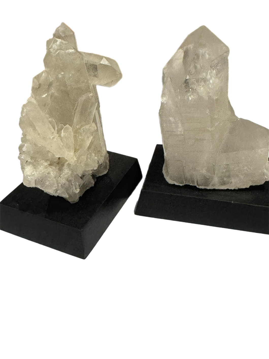 Clear Quartz Cluster on Wood Base