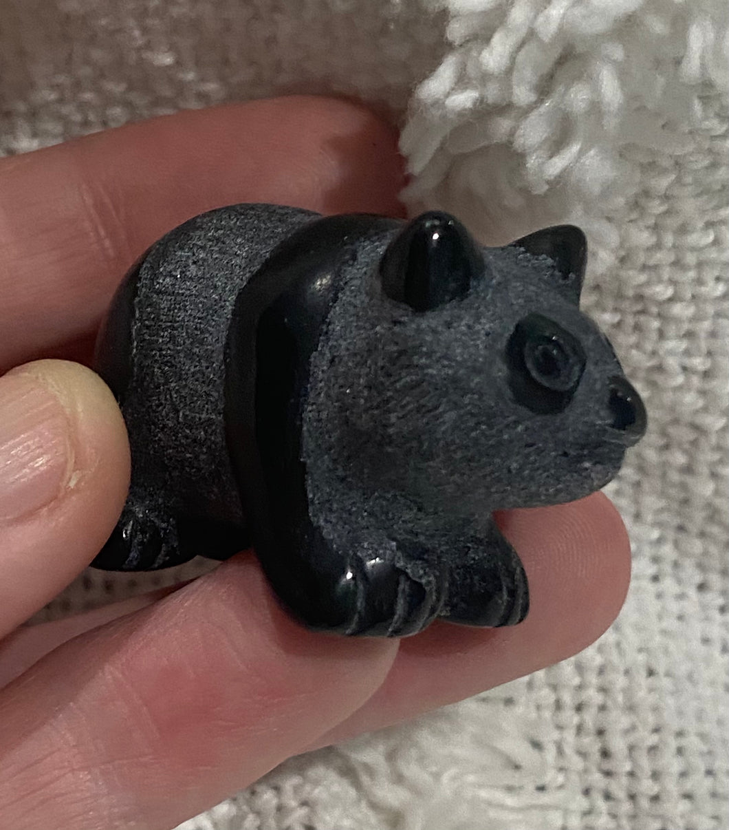 Obsidian Panda Carving
