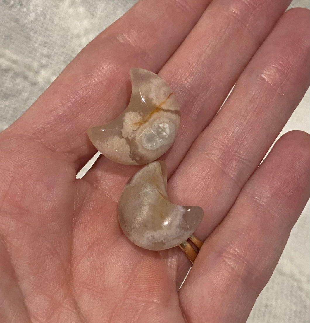 Flower Agate Moon- Mini