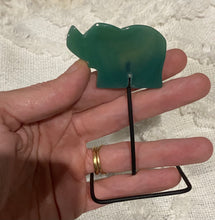 Load image into Gallery viewer, Green Agate Elephant on Metal Stand
