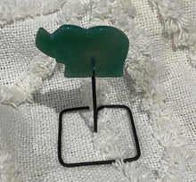 Load image into Gallery viewer, Green Agate Elephant on Metal Stand
