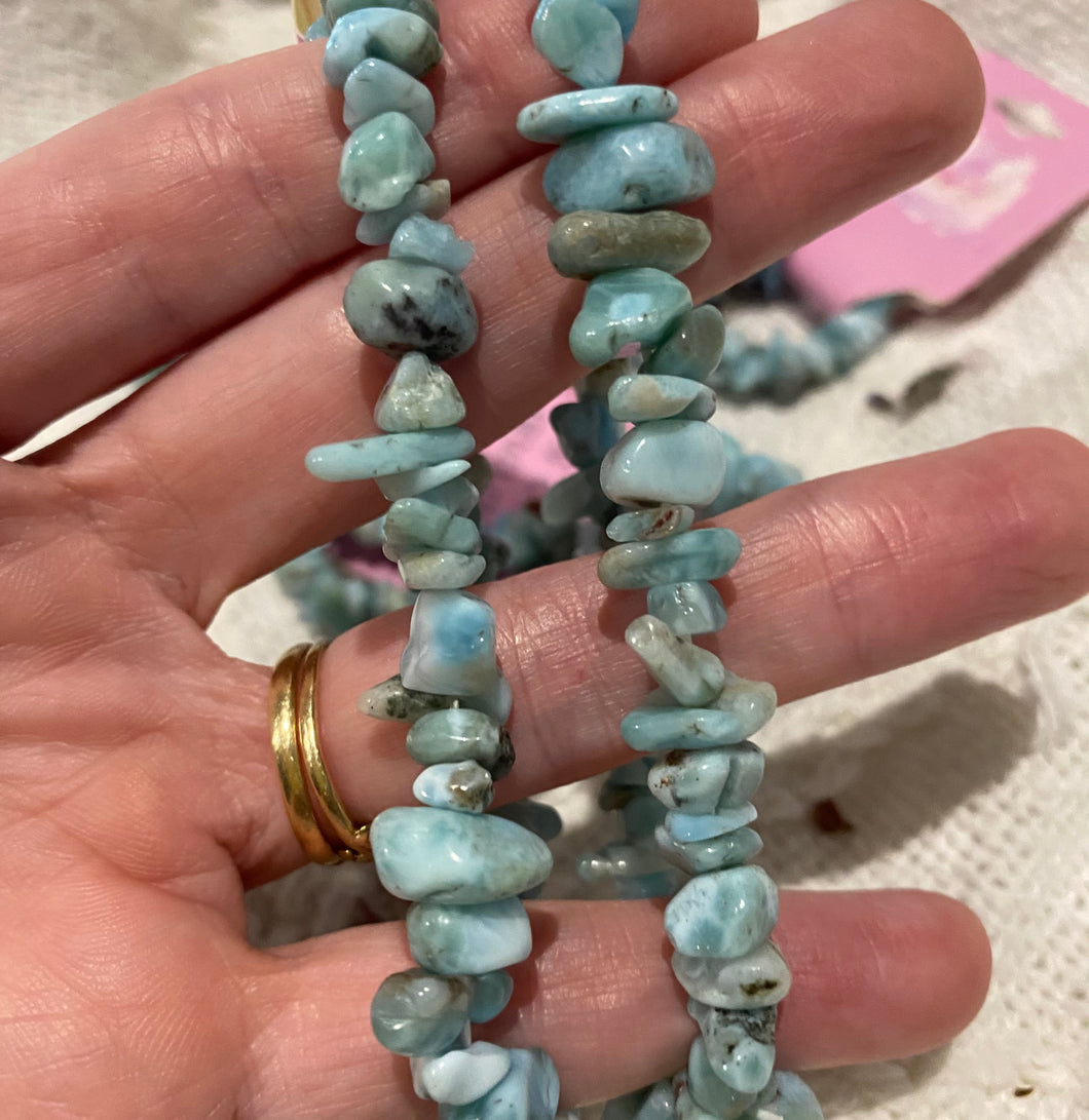 Crystal Chip Bracelets- Larimar, Kunzite and More