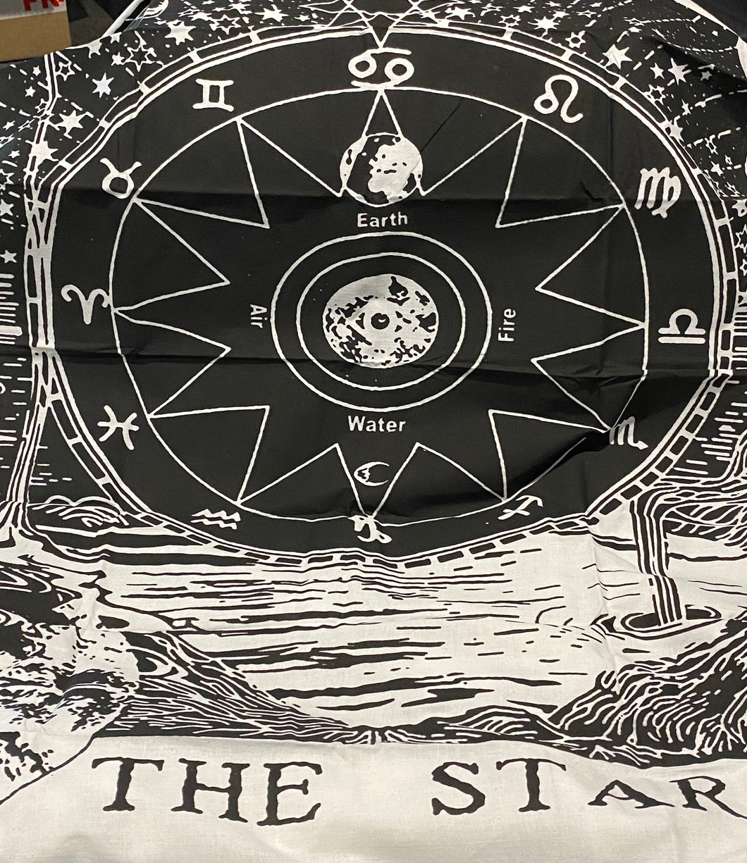 TAPESTRY TAROT - THE STAR BLACK WHITE